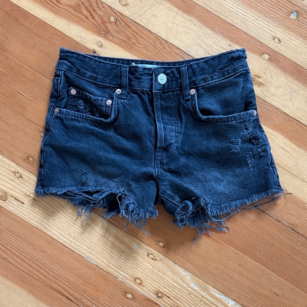 We the Free Black Denim Cut Off Shorts 24